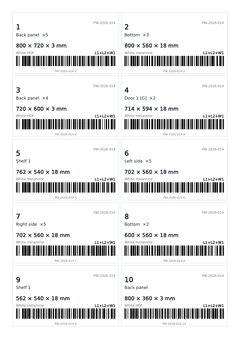 Shop labels with barcodes